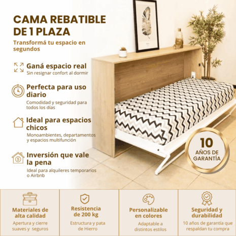 Cama rebatible 1 plaza clásica placa (1) Cama rebatible 1 plaza clásica placa (1)