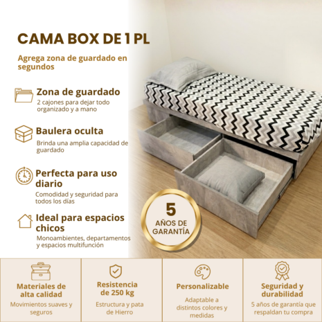 Cama box 2 plaza clásica placa Cama box 2 plaza clásica placa