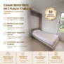 Cama rebatible 1 plaza y media clásica placa