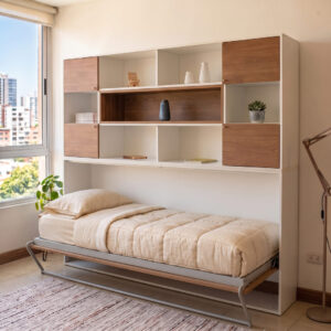 Cama Rebatible 1 Plaza con Biblioteca Clásica